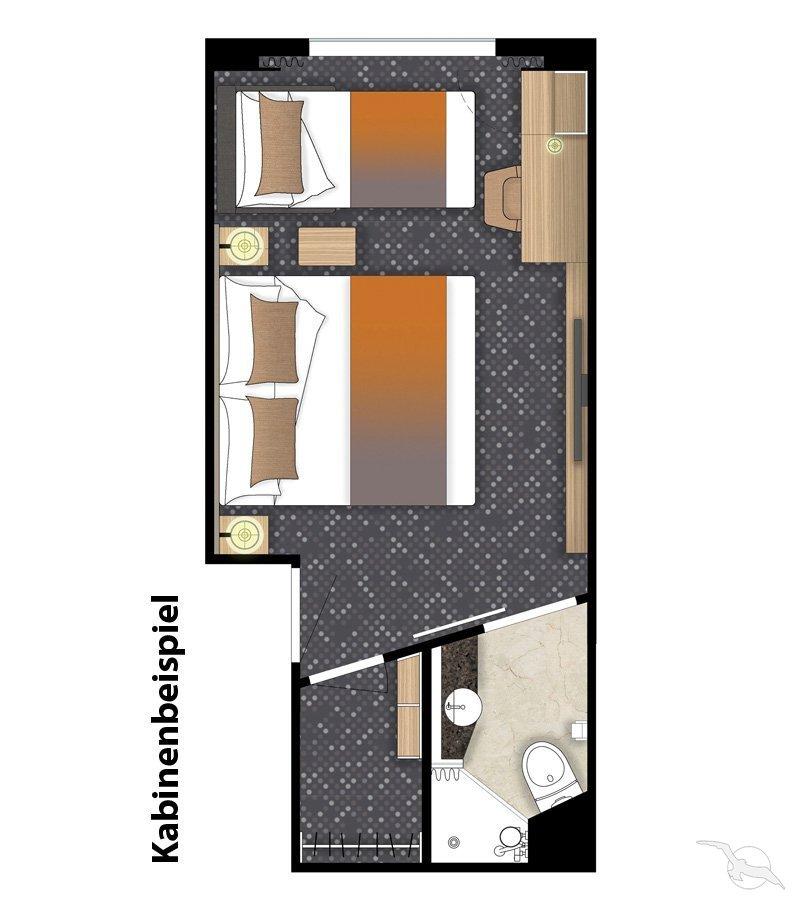 2-Bett außen Promenadendeck (buchbar mit 2-3 Personen)