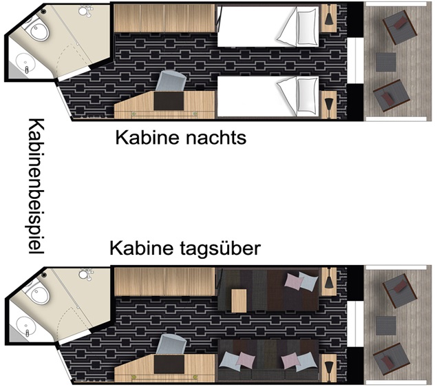 MS Amadea I Superior mit Balkon zur Alleinbenutzung, Grundriss