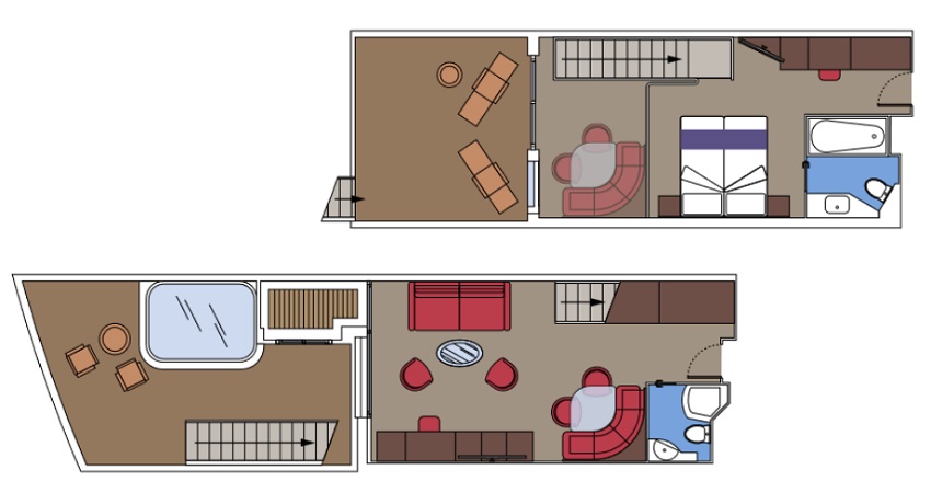 MSC World Europa I MSC Yacht Club Maisonette Suite mit Whirlpool, Grundriss