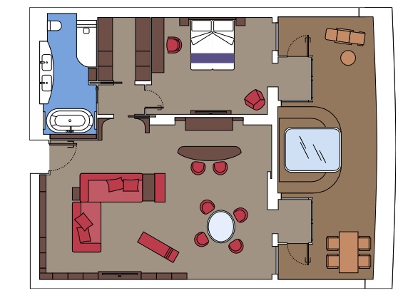 MSC World Europa I MSC Yacht Club Owner's Suite, Grundriss