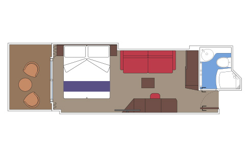 MSC World America I Deluxe Balkonkabine Aurea, Grundriss