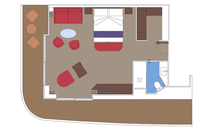 MSC World America I Deluxe Suite Aurea mit Promenadenblick und Meerblick, Grundriss