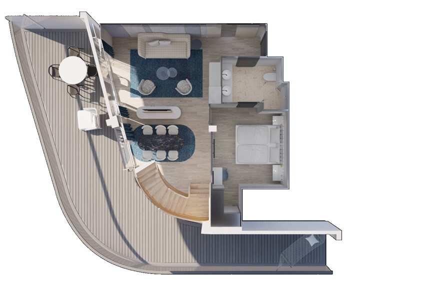 MeinSchiff Flow I Große Freiheit Suite, Grundriss Erdgeschoss