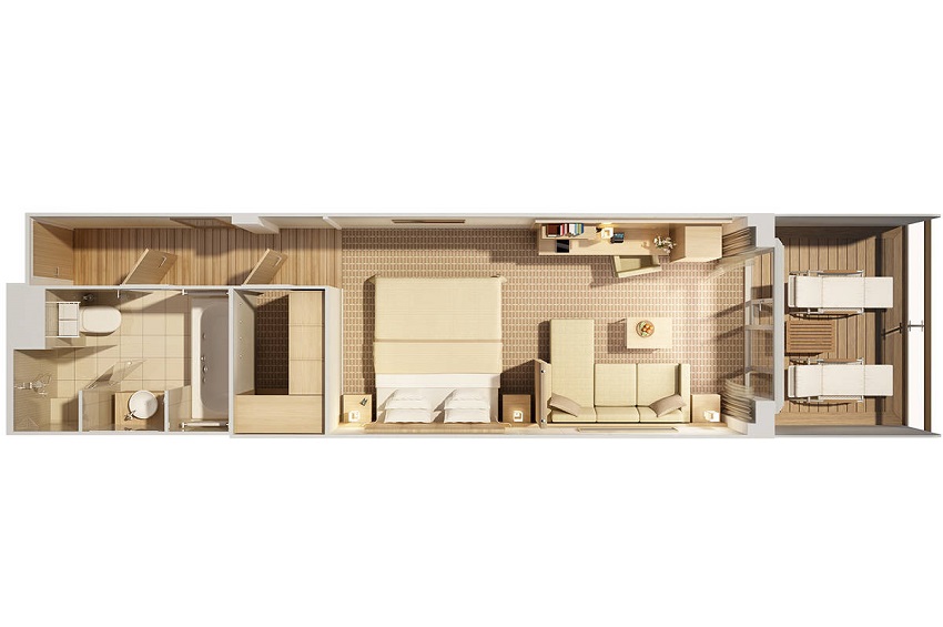 MS Europa 2, Veranda Suite, Grundriss