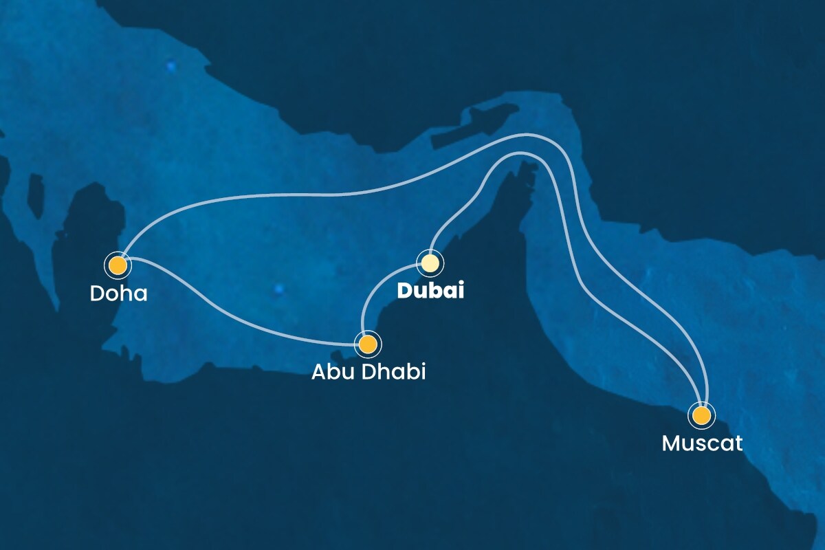 Reiseroute der Costa Toscana am 20.12.2025, ab Dubai, 7 Nächte