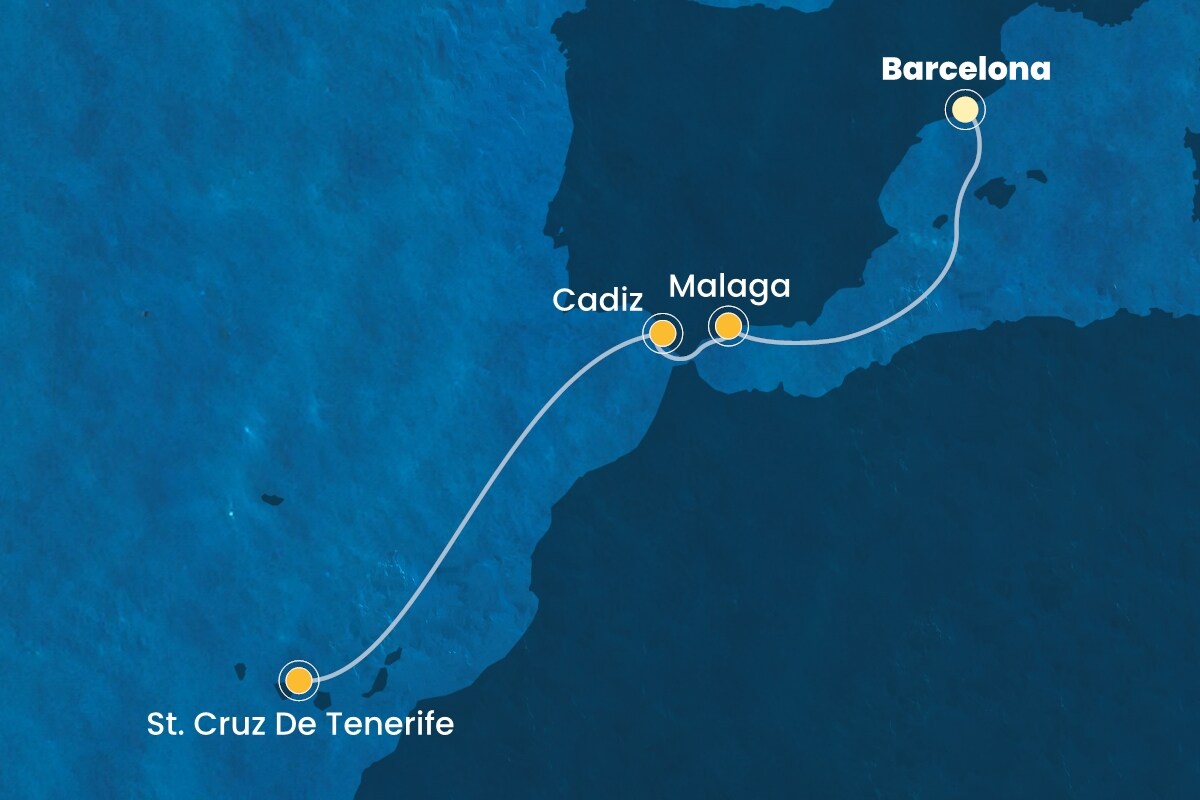 Reiseroute der Costa Toscana am 15.11.2025, ab Barcelona, 5 Nächte