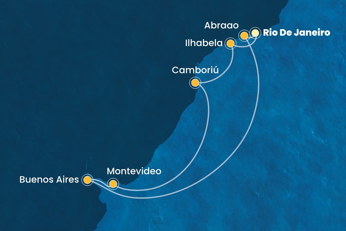 Reiseroute der Costa Favolosa am 18.01.2026, ab Rio de Janeiro, 9 Nächte