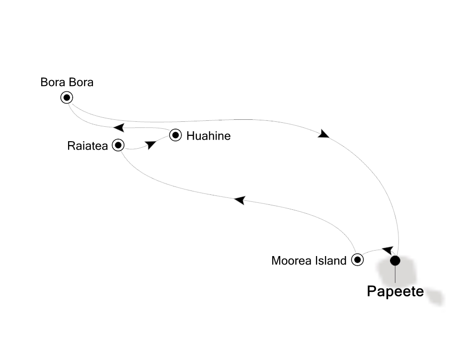 Reiseroute der Silver Whisper am 18.10.2026, ab Papeete (Tahiti), 7 Nächte