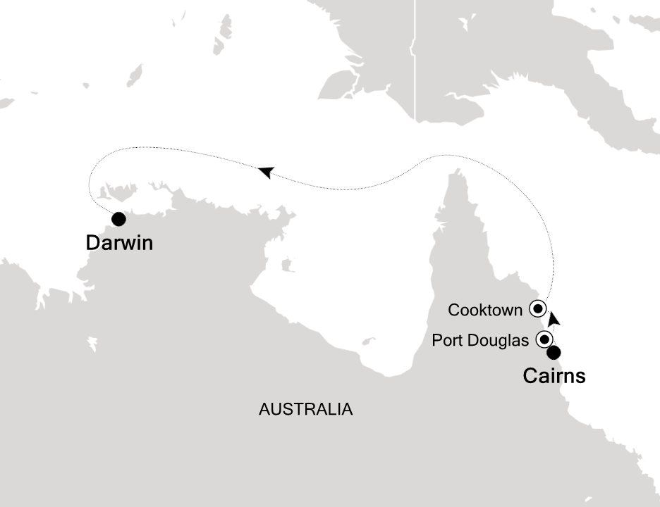 Reiseroute der Silver Nova am 28.10.2025, ab Cairns, 8 Nächte