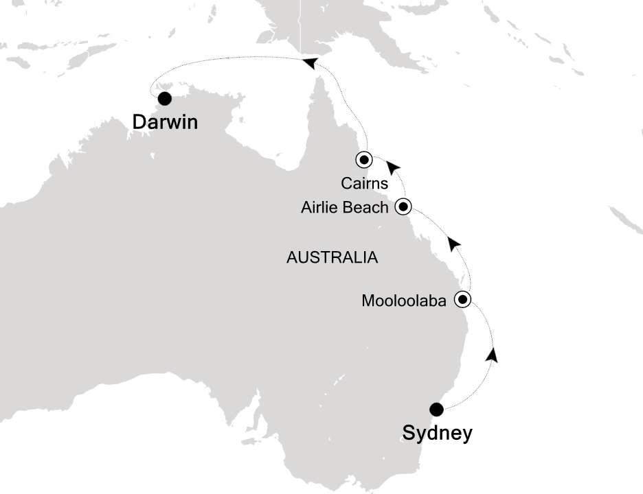 Reiseroute der Silver Nova am 25.01.2026, ab Sydney (AU), 10 Nächte